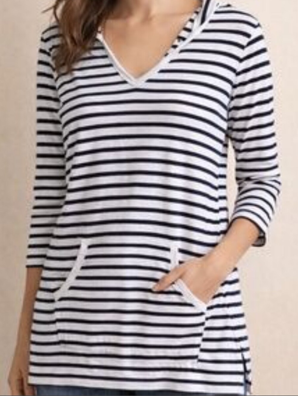 Banana Republic Black & White Striped V-Neck Tunic Dress Size XSmall